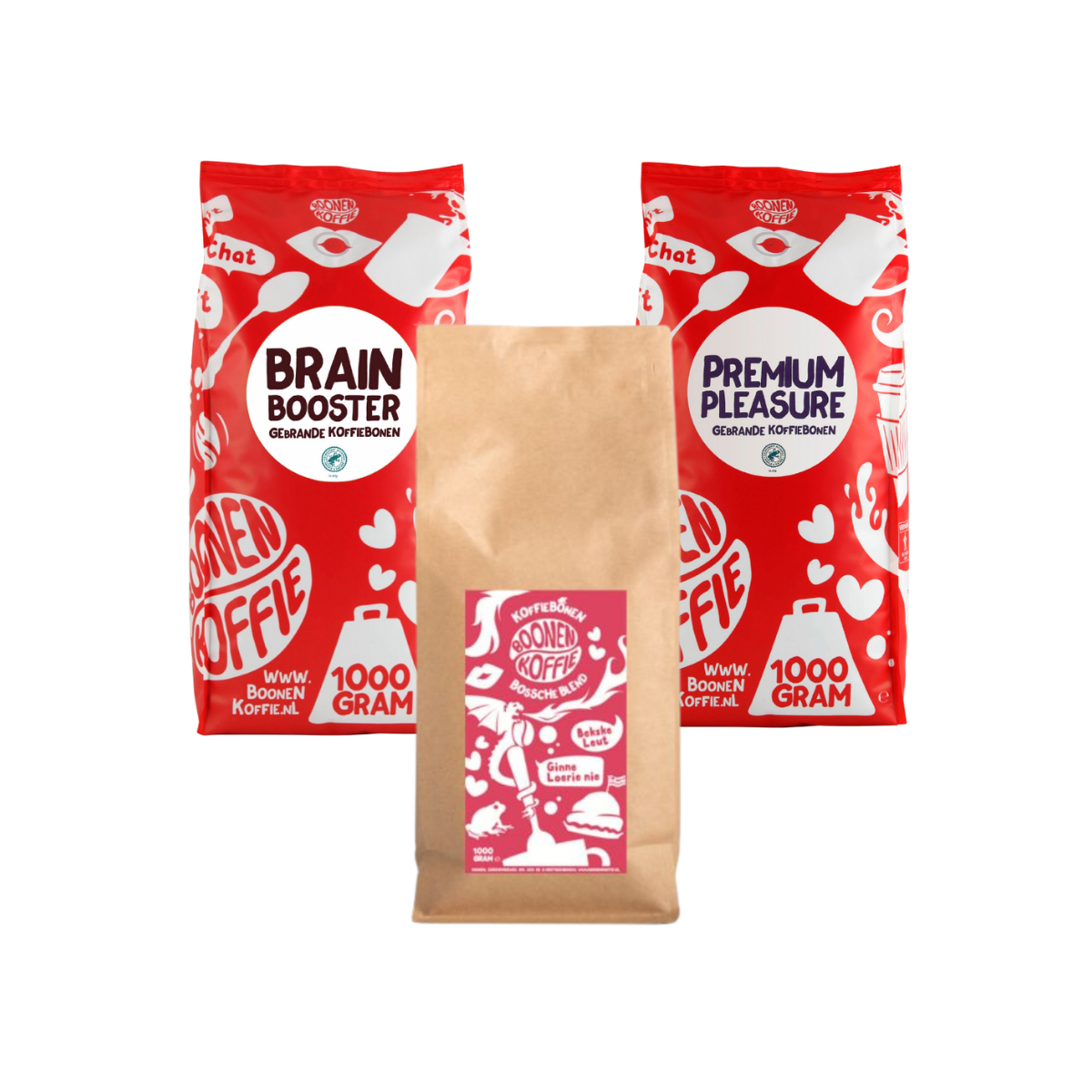 Proefpakket koffiebonen, met koffiesoort 1 zak -  (3 x 1 KG)